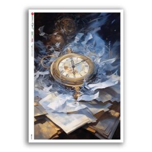 TIME-0049. Papel de Arroz relojes para decoupage.
