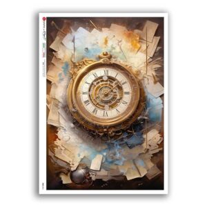 TIME-0051. Papel de Arroz relojes para decoupage.