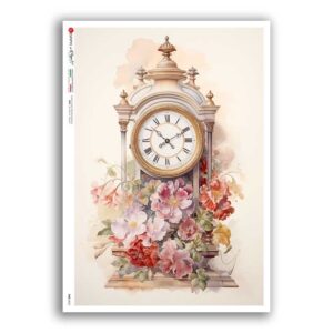 TIME-0055. Papel de Arroz relojes para decoupage.