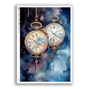 TIME-0057. Papel de Arroz relojes para decoupage.