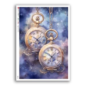 TIME-0058. Papel de Arroz relojes para decoupage.