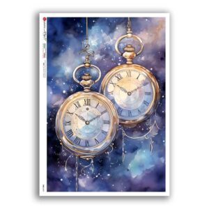 TIME-0059. Papel de Arroz relojes para decoupage.