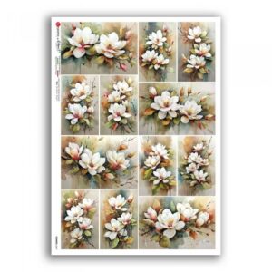 FLOWERS-0469. Papel de arroz para decoupage — Flores